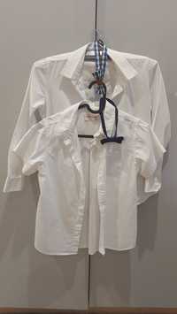 Koszula biała z długim rękawem I z krótkim + spodnie rozmiar 140