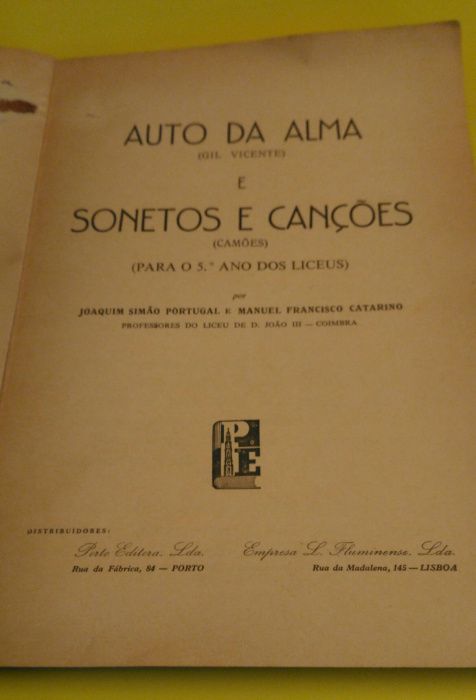 Livro Auto da Alma + sonetos