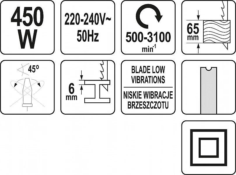 Wyrzynarka Niskowibracyjna 450w Typ U 82274 Yato #