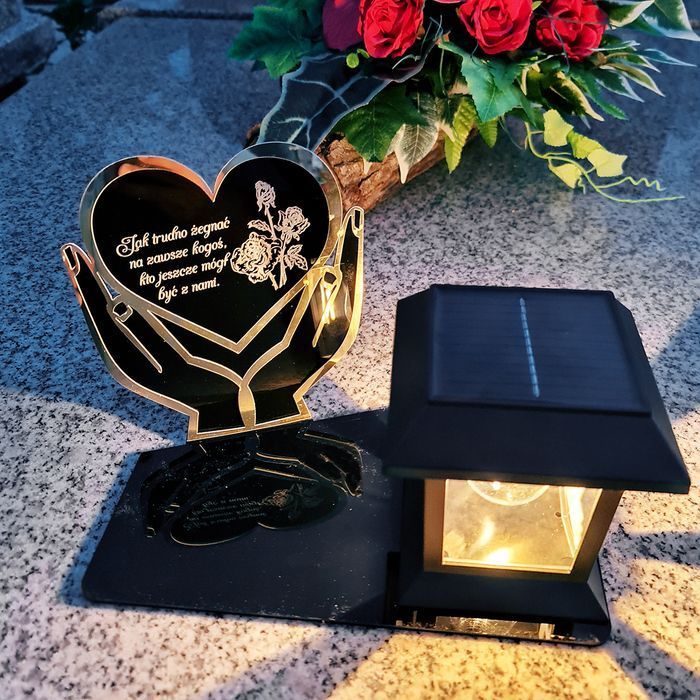 Znicz solarny LED STATUETKA NA CMENTARZ GRÓB DUŻA wieczna lampka