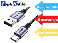 Kabel USB C - USB , szybkie ładowanie 2m TOPK USB typ C