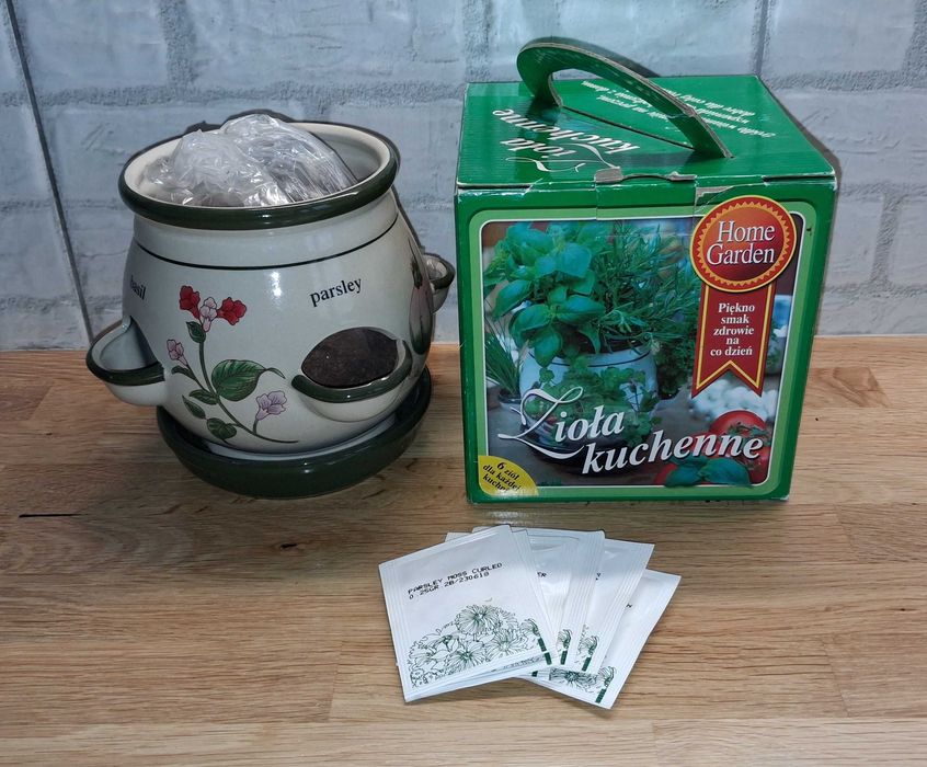 Zioła Kuchenne HOME GAREDEN 6 Ziół w Ślicznej Ceramicznej Doniczce