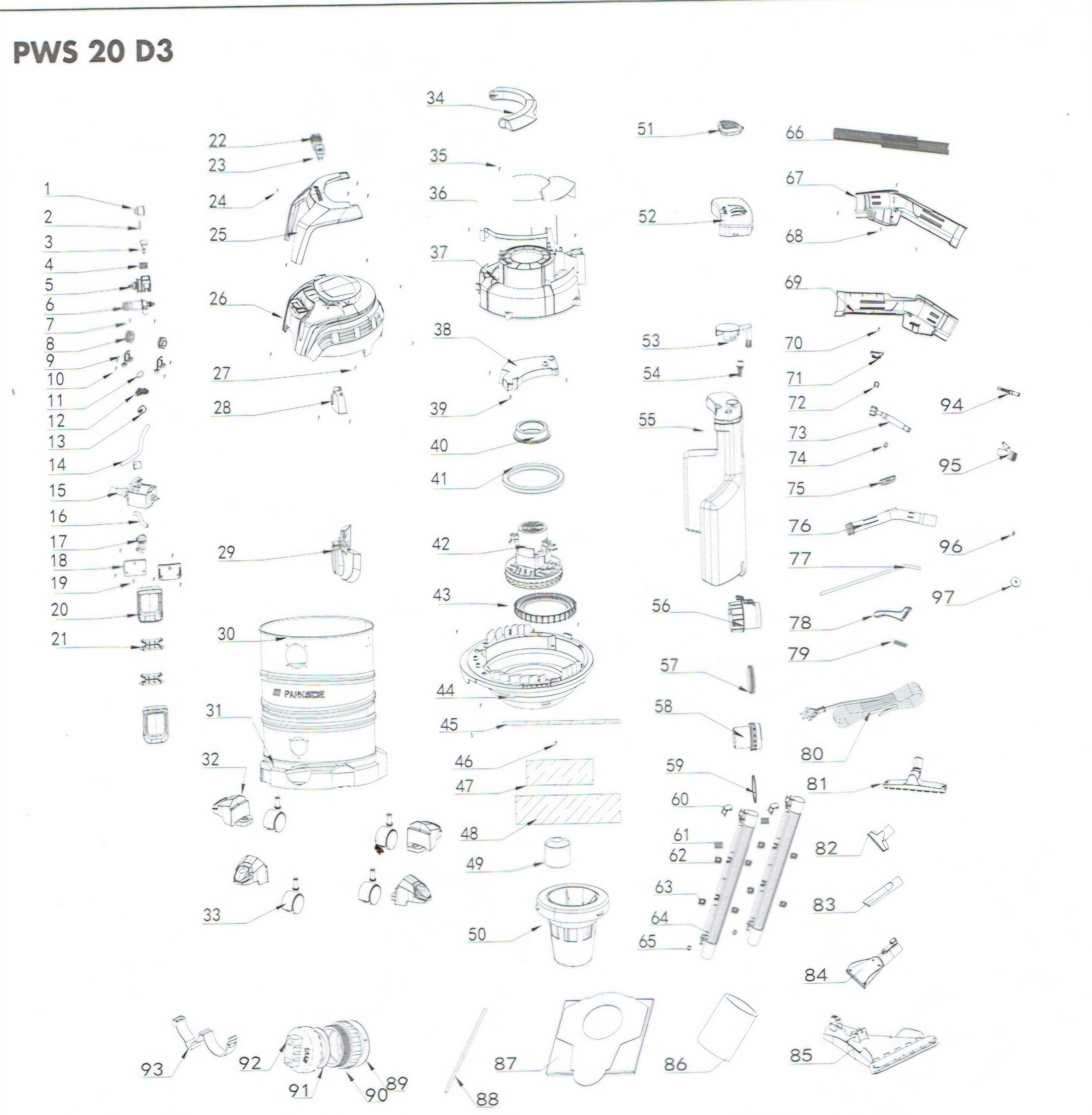 Parkside pws 20 d3 części