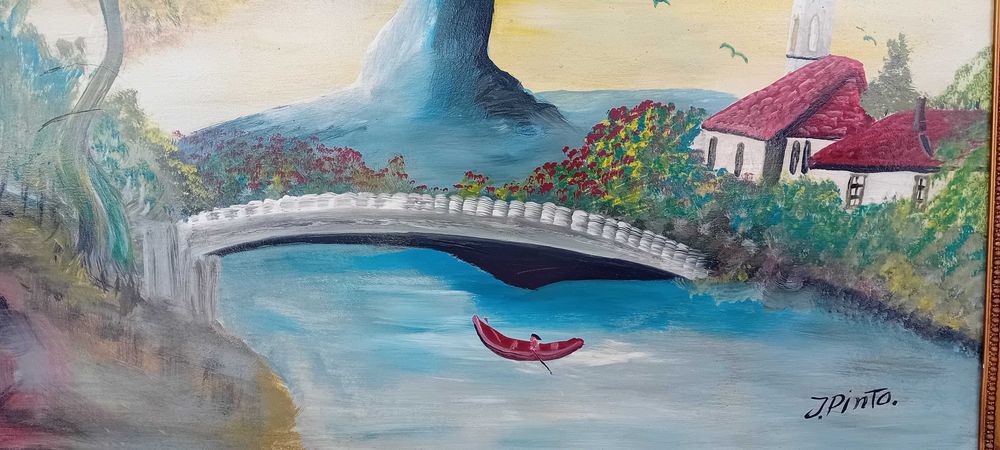 Quadro Vintage Pintura original assinada JPinto