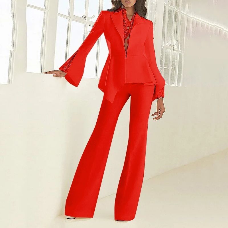 Elegancki garnitur damski w czerwonym kolorze, rozmiar 2XL