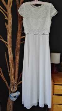 Suknia ślubna biała sukienka boho 36