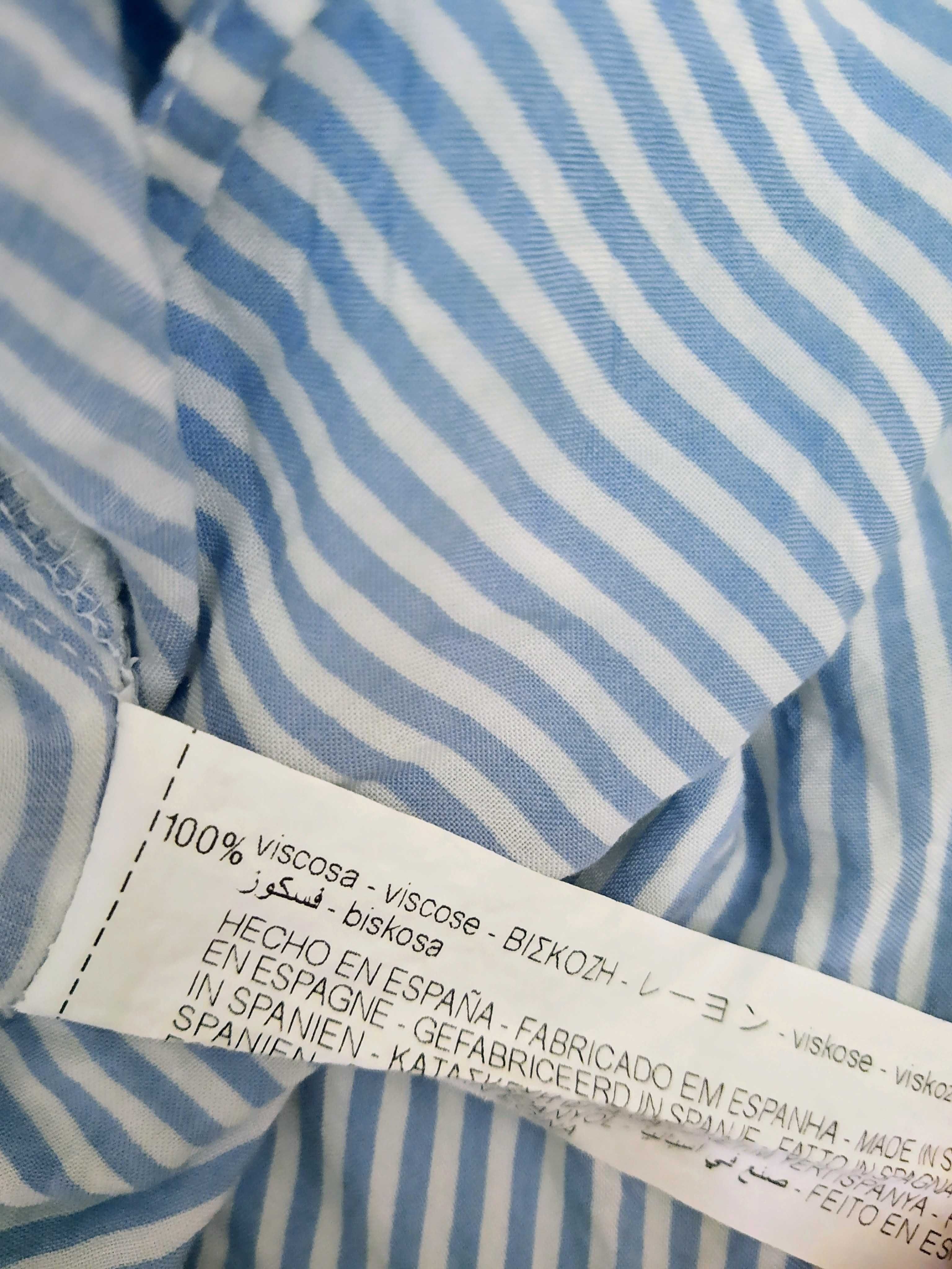 Klasyczna bluzka w paski Zara Basic 100% wiskoza z falbaną