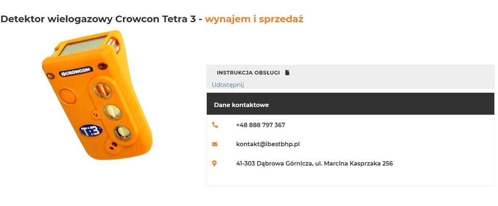 Wynajem detektorów gazu MSA Altair 4X / Tetra3 – BHP BEST