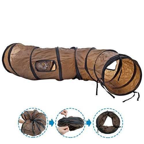 Кошки котята коты тоннель 120x25см нейлоновый шуршащий S-образный
