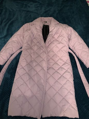 Пальто стеганое женское розовое