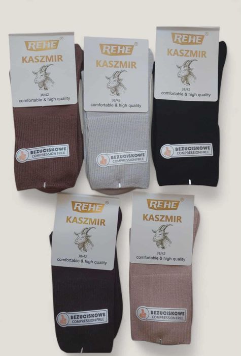 Kaszmirowe skarpety damskie bezuciskowe