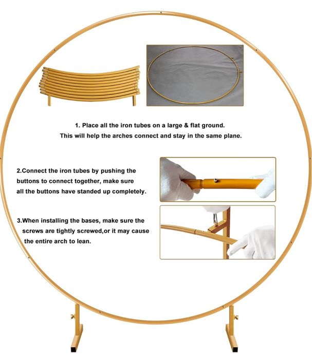 Велика кругла золота підставка для арок з металу