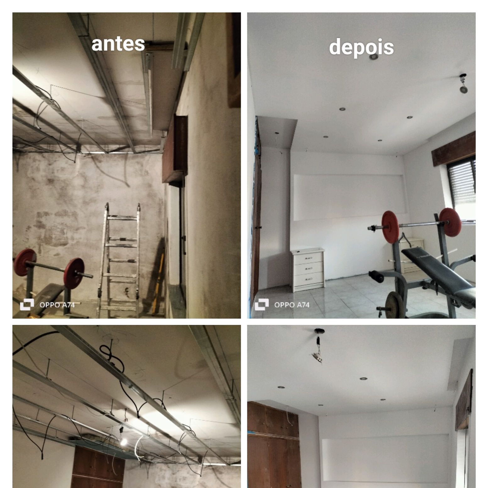 Remodelações gerais:tectos falsos e divisorias(pladur) e pintura.