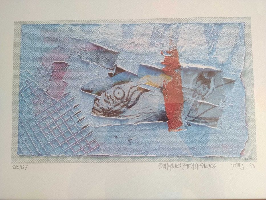 Serigrafia, emoldurada, "Peixe". Série limitada e numerada.