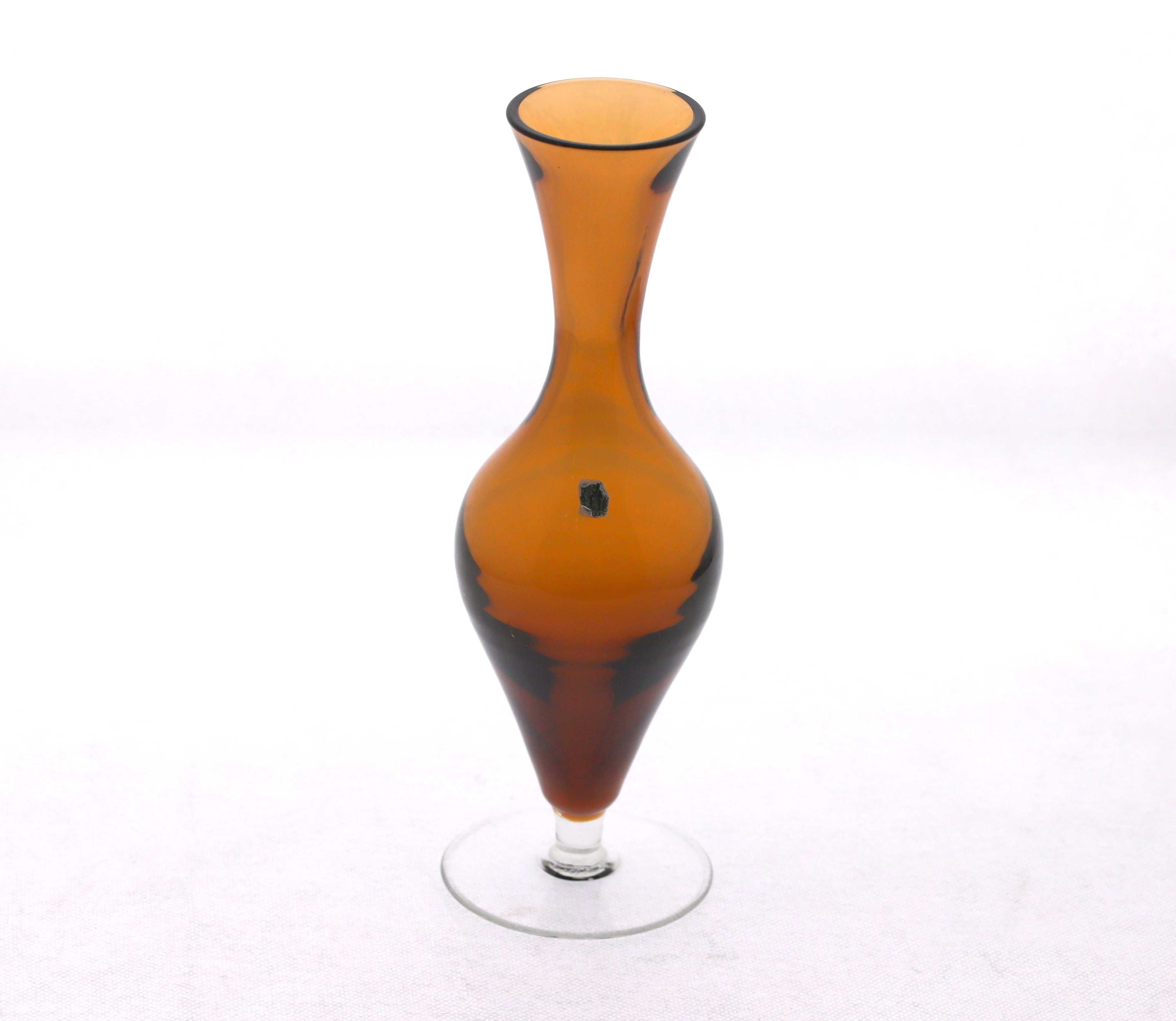 Brązowy szklany wazon kielich wys. 22,5cm vintage New LOOK