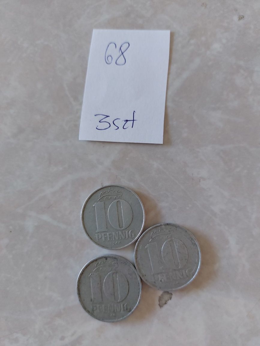 Moneta monety numizmatyka 10 pfennig 1968, 1971, 1970, 1965, 1958