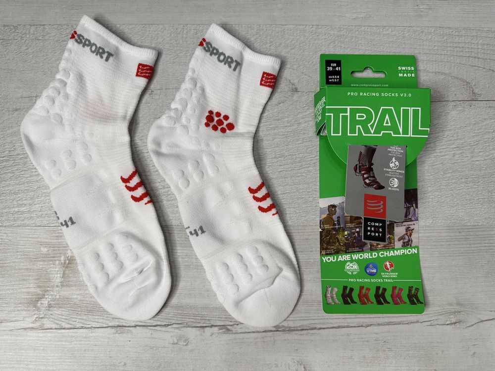 Шкарпетки Compressport Pro Racing Socks v3 Trail White/Red T2