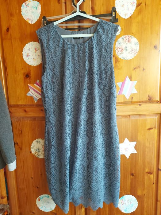 Sukienka koronkowa szara damska rozmiar