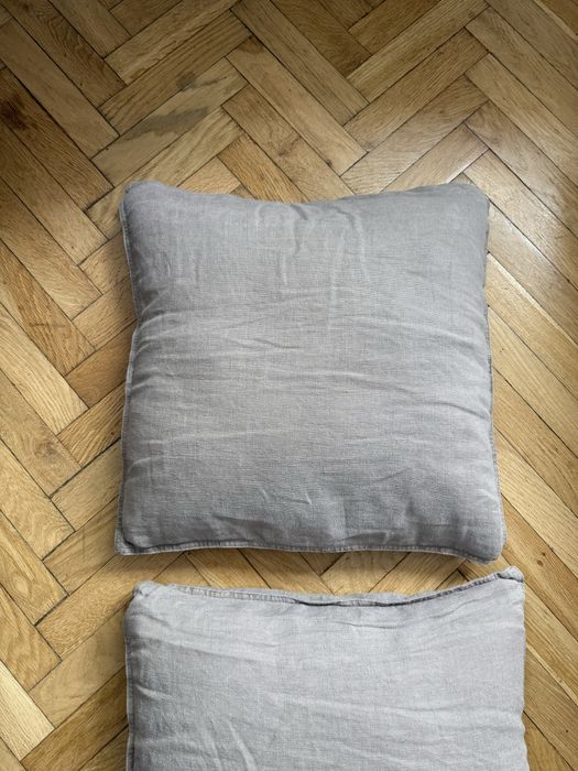 2 poszewki na poduszki dekoracyjne 50x50cm lniane h&m home