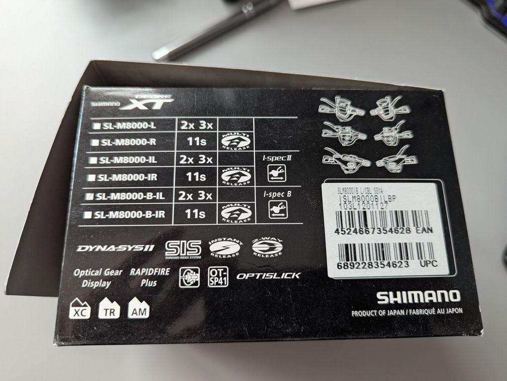 Manetka Shimano Deore XT SL-M8000-B-IL 2/3rz lewa, I-spec B