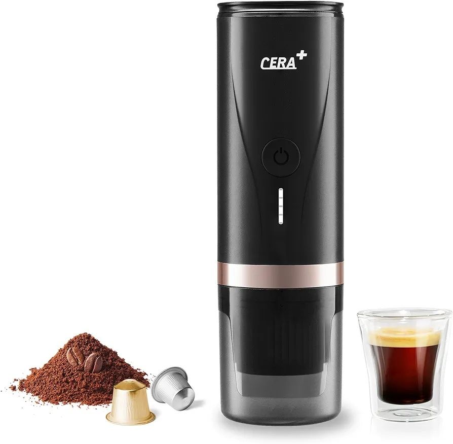 CERA+ Elektryczny przenośny ekspres do kawy kapsułki NS i mielona kawa