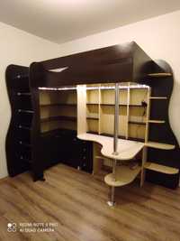 Łóżko piętrowe, biurko, szafki, półki, szuflady, oświetlenie LED,