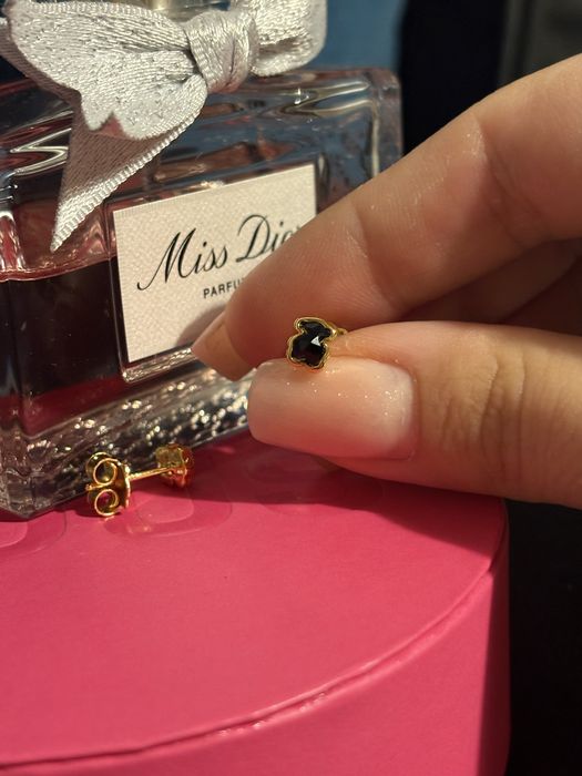 Kolczyki TOUS misie czarne pozlacane