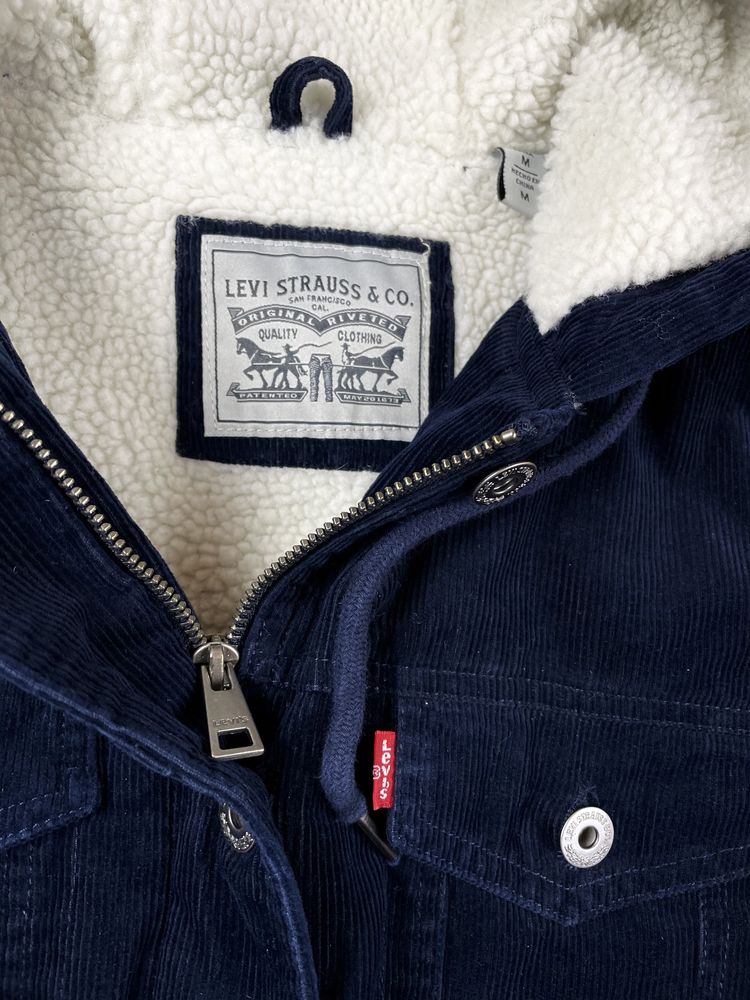 M 38 46 Levis женская вельветовая джинсовая куртка джинсовка синяя