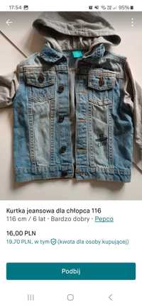 Kutka jeansowa bluza dla chlopca rozm 116