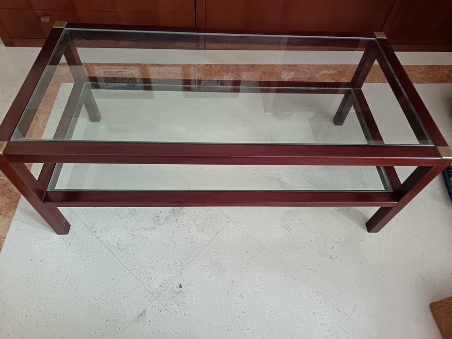 Mesa centro sofá com prateleira vidro marca Cayres