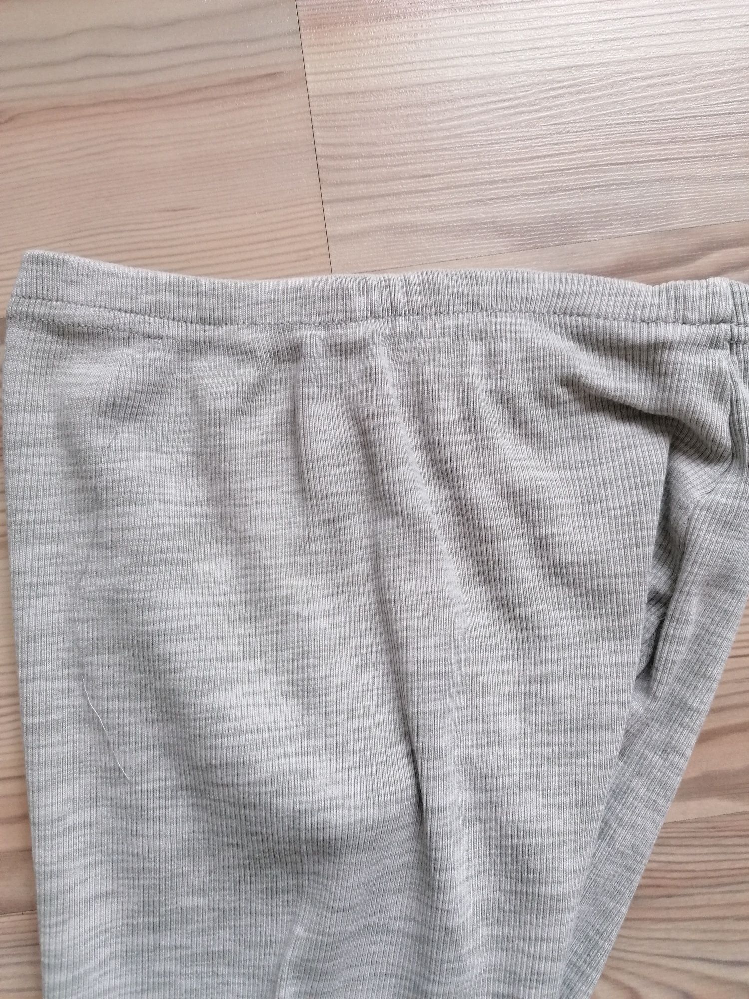 Szare prążkowane bawełniane getry kalesony spodnie leginsy JOHA 134