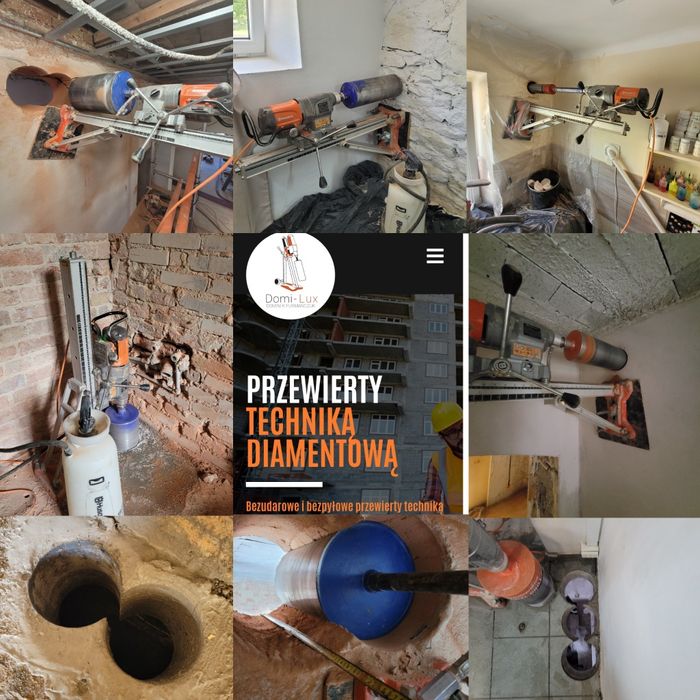 Przewierty w Betonie Cegle Kamieniu Asfalcie do 500mm.