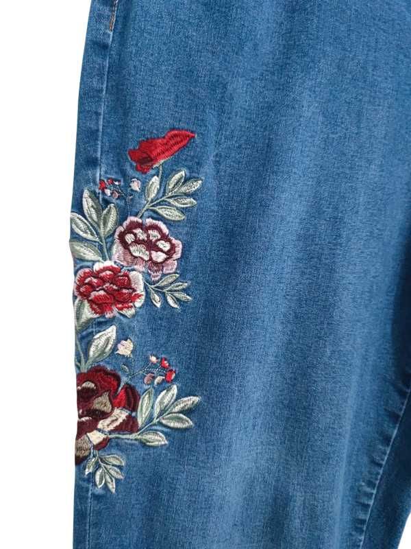 Spodnie EVANS zdobione jeans kwiatki wyszywane plus size