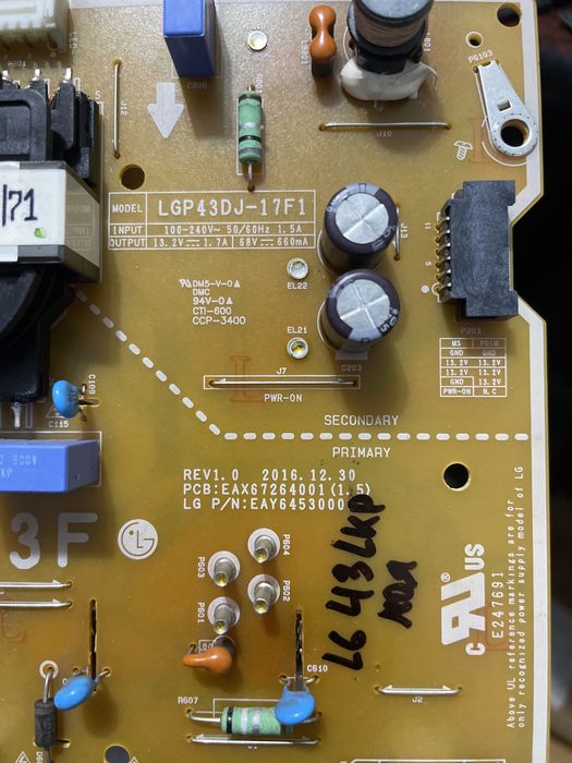 Блок питания телевизора LG 43 Lgp43Dj-17F1 lg 43LKP