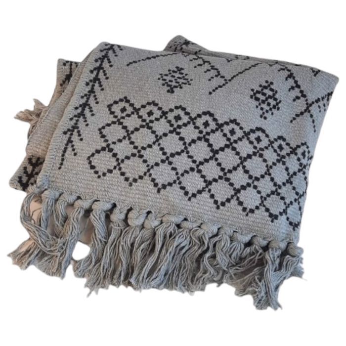 Wycieraczka dywan z frendzlami szaro-czarny 60x90c