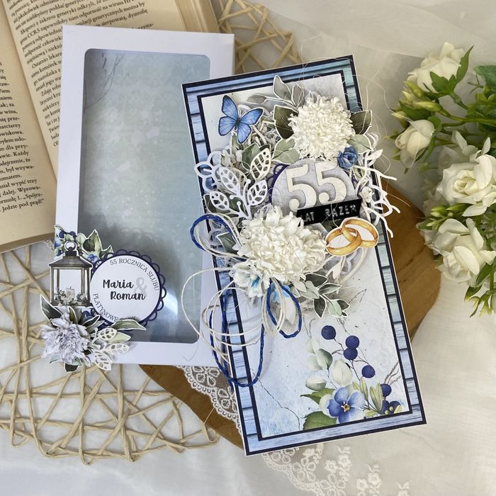 Pamiątka 55 rocznicy ślubu- kartka personalizowana, ręcznie robiona