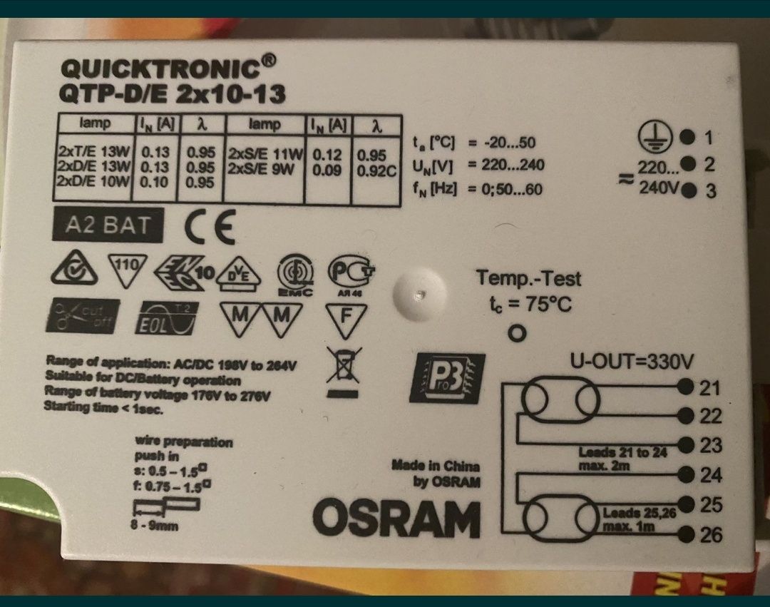 Баласт для запуску ламп QUICKTRONIC QTP-D/E 2x10-13