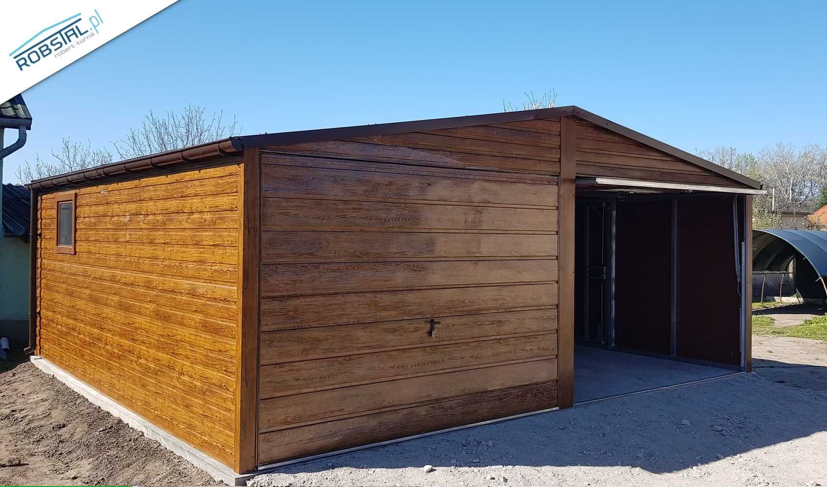 Garaż Blaszany 6x6m drewnopodobny