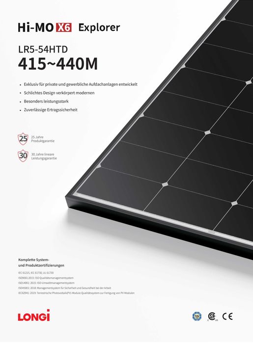 Сонячні панелі Longi HTD 435M Bifacial / чорна рамка / подвійне скло