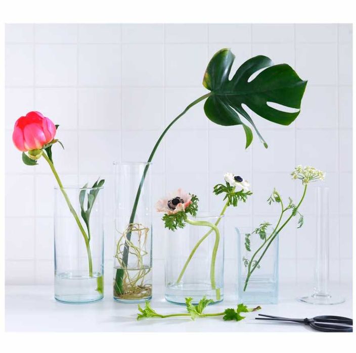 Ikea Cylinder Wazon, 3 szt., szkło bezbarwne