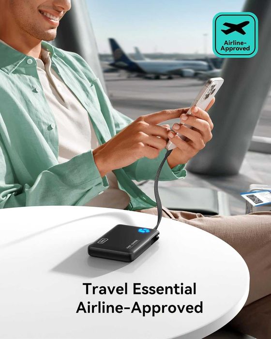 INIU 45W Power Bank, with Built-in USB C Cable, 10000mAh Small