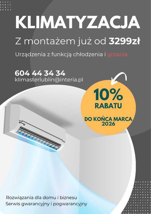 Klimatyzacja z funkcja grzania sprzedaż montaż serwis RABATY