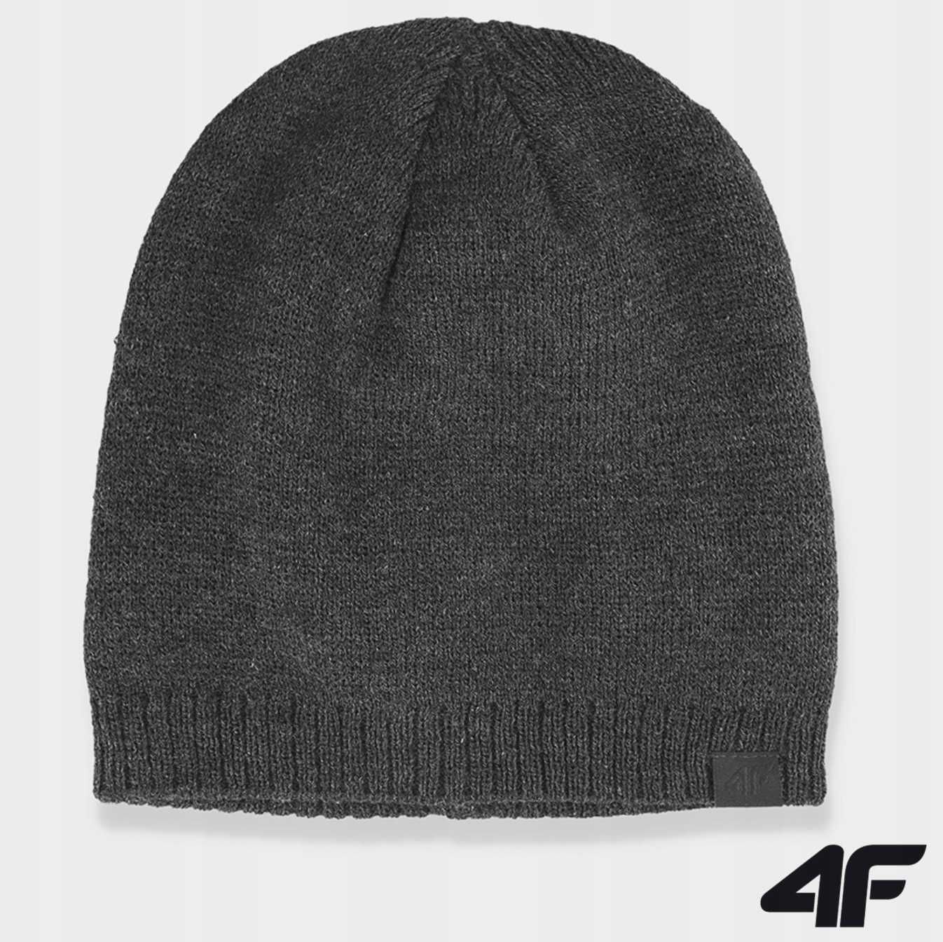Czapka zimowa 4F beanie ciemny szary melanż szara na wiosnę ciepła