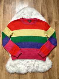 Sweter kolorowy M primark w pasy paski cieplutki
