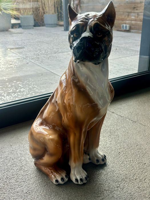 Piękna Wielka Figura Psa Boksera Bassano Włochy ręcznie malowana Top