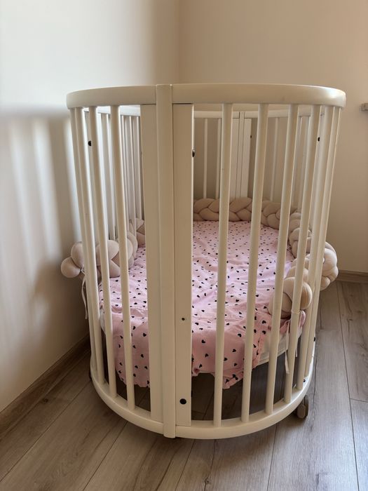 Łóżeczko Stokke Mini + rozszerzenie + 2 materace - STAN BDB