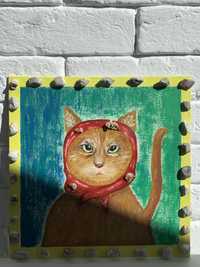 Obraz z kotem malowany na plotnie