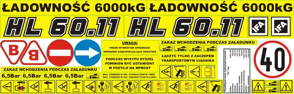 Naklejki Przyczepy HL 80.11 60.11 6t IFA 8t 12t