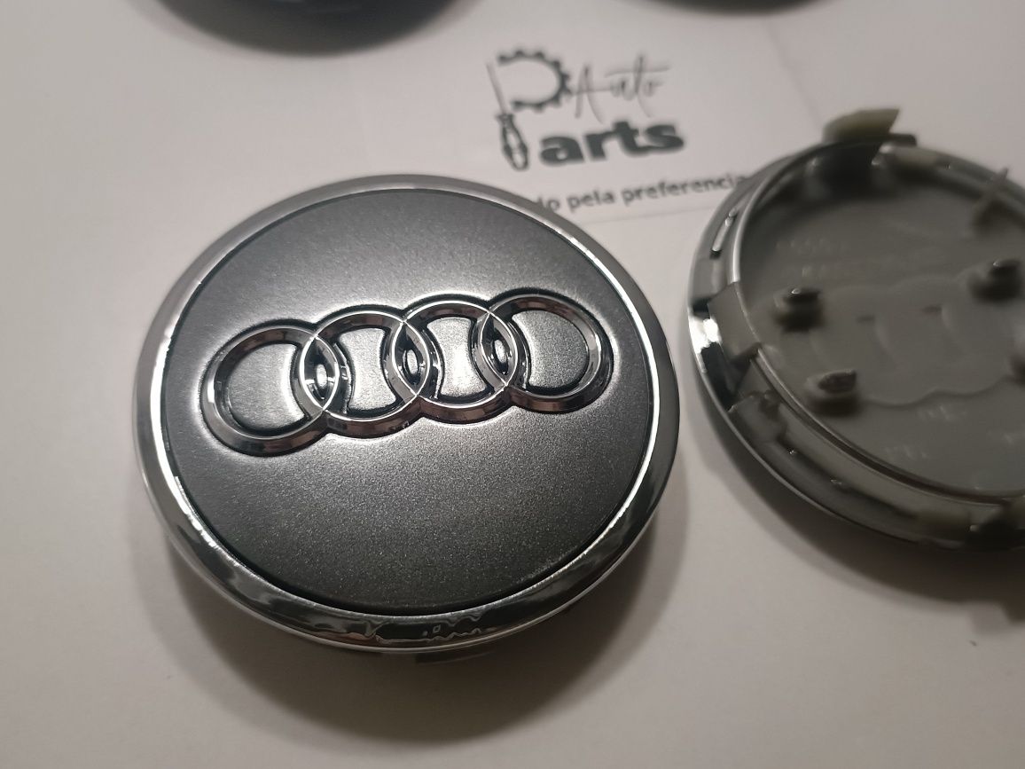 Conjunto 4 centros jante Audi 61mm Cinzento