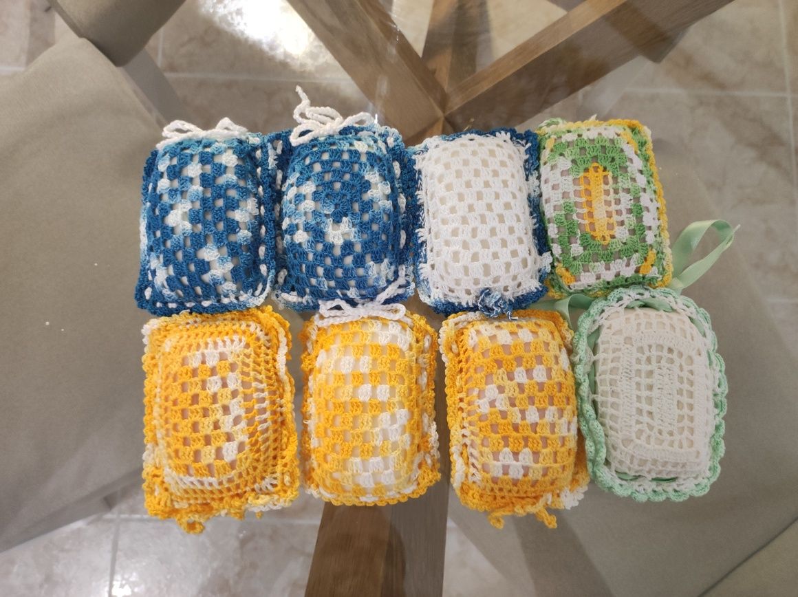 Bolsas em crochê para sabonetes